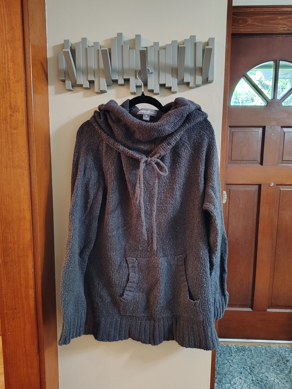Eddie Bauer Chunky Hooded Pullover Sweater - Charcoal Gray